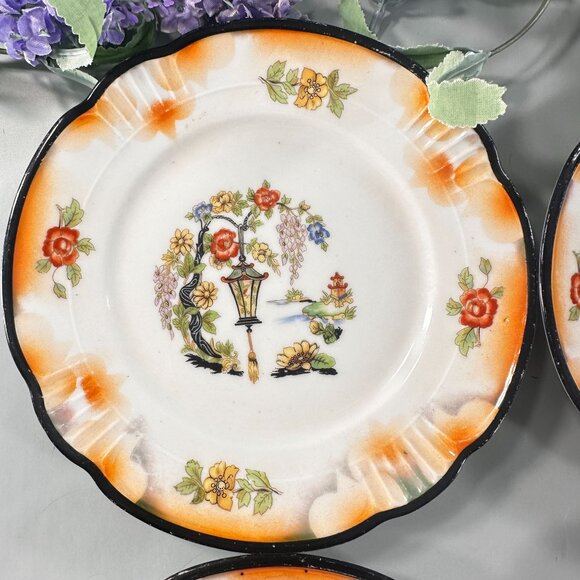 Lusterware Plates Japanese Garden German Bread Butter Dessert Plate Hand Painted - Picture 6 of 16